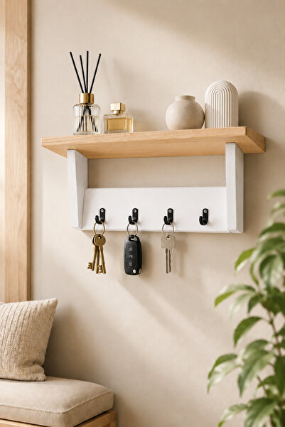 Trend Kitchen Vestaro Modern Dekoratif Ahşap Anahtarlık, Kapı Yanı Organizer ...