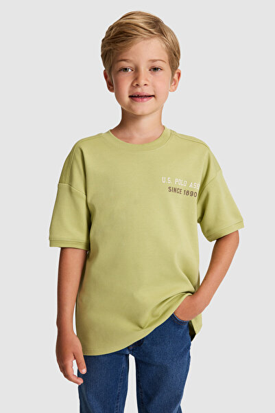 U.S. Polo Assn. تي شيرت أخضر اللون برقبة دائرية للأولاد 50327030-VR016