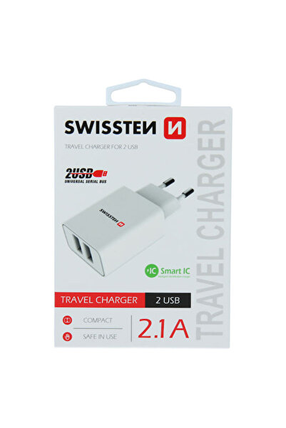 SWISSTEN Încărcător fără cablu cu 2 porturi USB-A Alb (22034000)