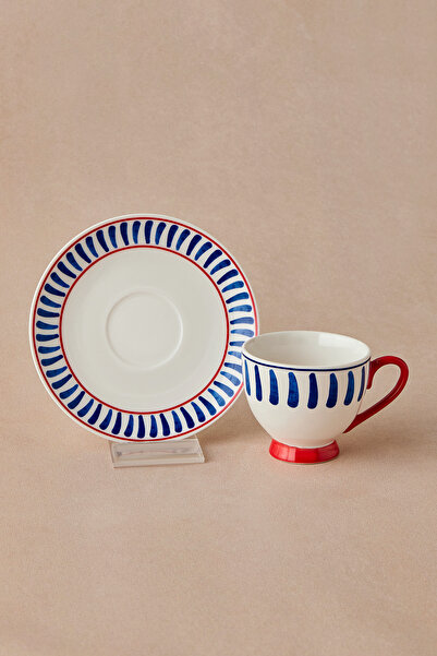 Karaca Deep Coffee Cup Set 90 ml Blue Striped