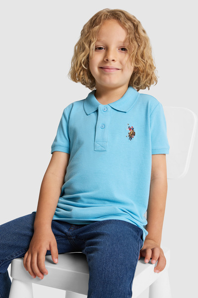 U.S. Polo Assn. Boy's Aqua Polo Collar Basic T-Shirt 50325608-Vr007