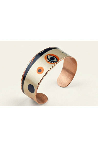 Erol Bakır 100% Handmade Copper |   Copper Evil Eye Minimal Patterned Wide Ad...