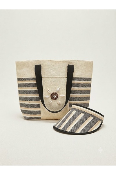 Fonem Belin Straw Beach Bag and Vizor Hat Set