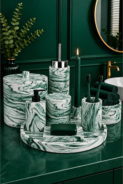 betonmall Handmade 12-Piece Concrete Bathroom Set – Modern Decorative Bathroo...