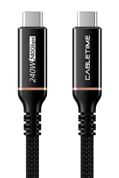 Cabletime Καλώδιο USB-C σε USB-C CT-USB4, 240W, 40Gbps, 8K/60Hz, USB4, 1μ, μαύρο