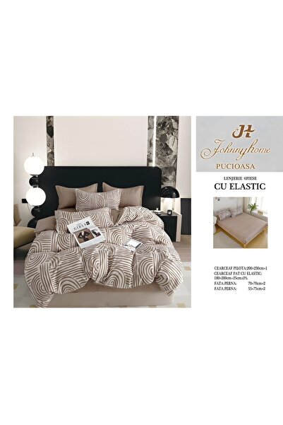 naniland.ro Lenjerie de Pat Bumbac Satinat 2 Persoane 6 Piese cu Elastic 180x...