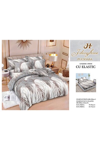 naniland.ro Lenjerie de Pat Bumbac Satinat 2 Persoane 6 Piese cu Elastic 180x...