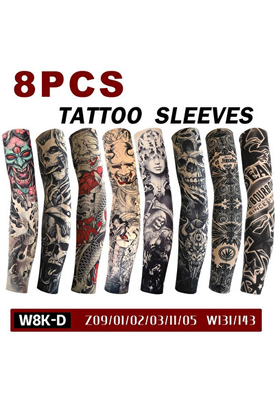 Choice5 One Size D 8 PCS Tattoo Sleeves Unisex Summer Cycling Sun Protection ...