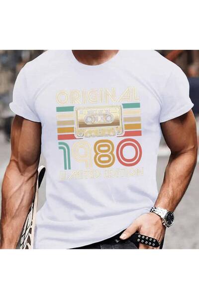STITCHLY ORIGINAL 1980 LIMITED EDITION Men'S Short Sleeve Summer T-Shirt Top