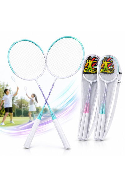 CASA JOY Rachete de badminton 2 bucăți/set, Mâner anti-alunecare 66 cm cu hus...