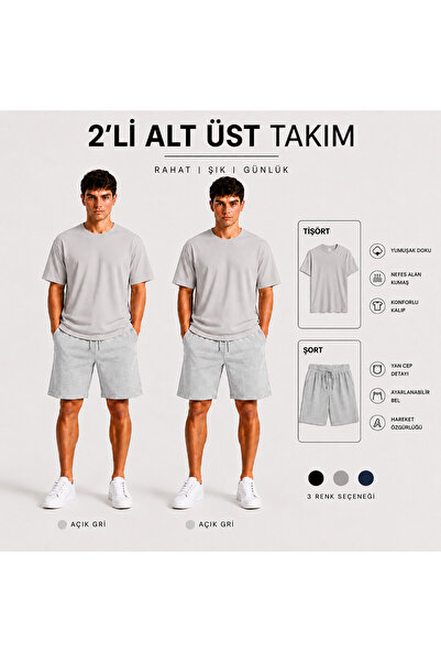 JARVİN 2-Piece Men's Shorts-T-Shirt Set Breathable Lightweight Fabric Maximum...