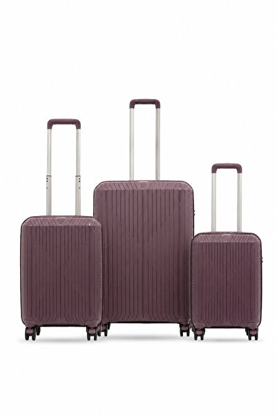 GROUND Dikey Çizgili Sirius 3'lü Set Valiz 10728