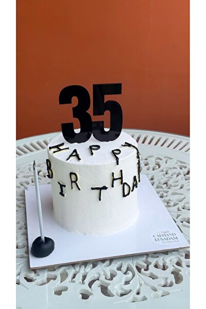 YA Creative Studio Kişiye Özel Rakam Pasta Süsü | Siyah Pleksi Cake Topper | ...
