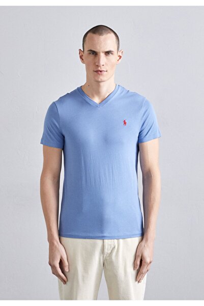 Ralph Lauren Blue Klasik Kesim Jersey V Yaka Tişört 710708261002.