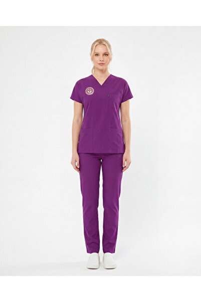 oksijen uniform Mor Ebe Forması Likralı Scrubs Takım (Yeni Yönetmeliğe Uygun ...