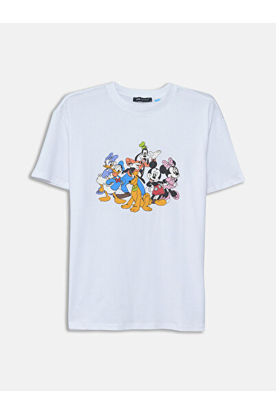 LC Waikiki Tricou de damă cu guler rotund și imprimeu Mickey și prietenii