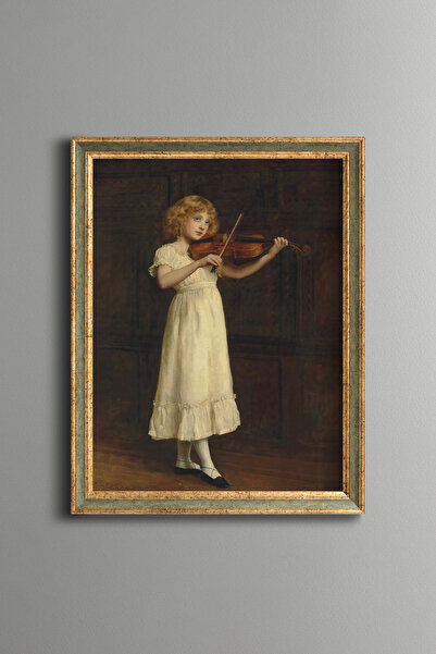 epiqart Girl Playing the Violin - Vintage Patterned Painting - Fine Model
