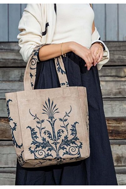 Dogo Kadın Vegan Grl Large Tote Bag - Rönesans Deseni Tasarım