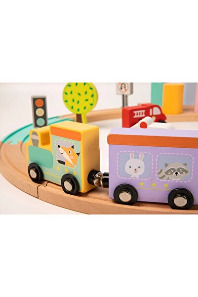 CasaDesteapta.ro Trenuleț Educațional din Lemn – Train Set, Montessori, Multi...