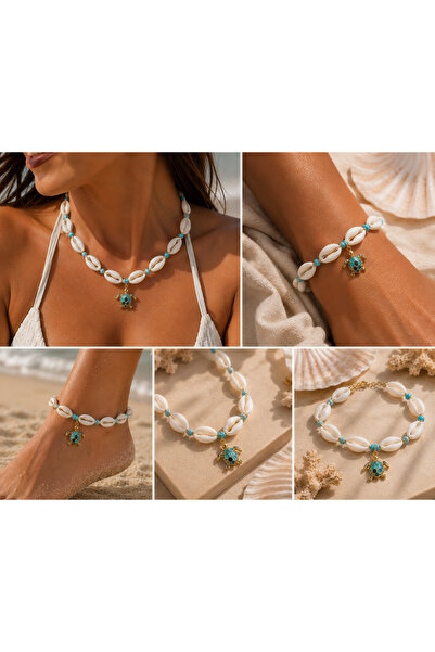 İncisiya YAZ SERİSİ KOLYE KÜPE HALHAL SETİ