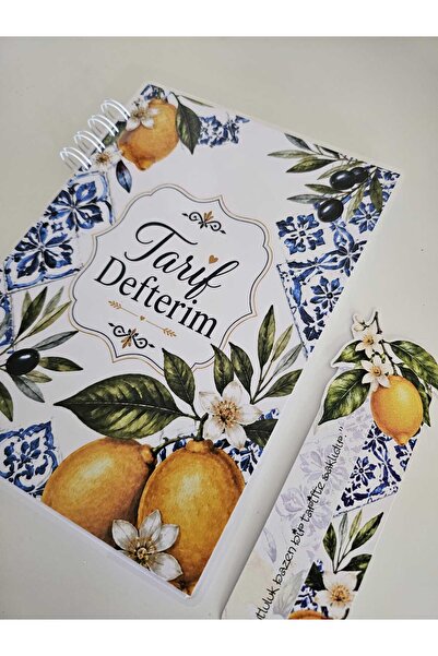 ED Etiket Design Limon ve Çini Desenli Pvc Kapak Tarif Defteri