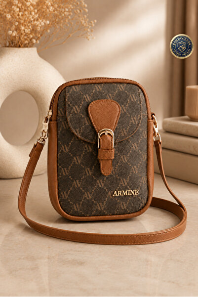 Armine Women's Brown Dotted Crossbody Hand & Shoulder Bag 406