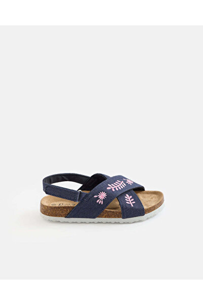 REDTAG Girls Navy Embroidery Cork Sandals