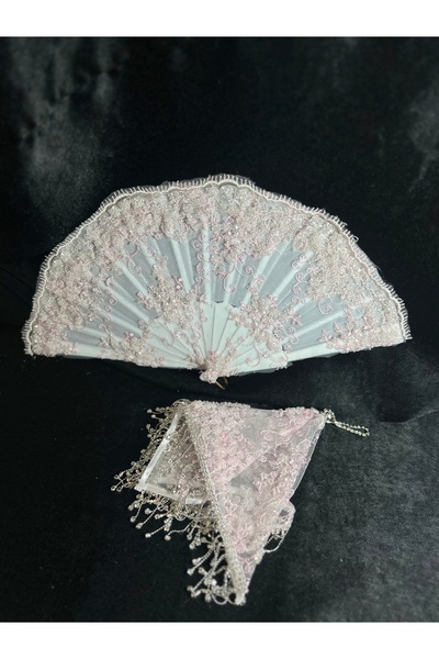 Bridal Luxe Pink Bridal Handkerchief, Albanian Handkerchief, and Bridal Fan