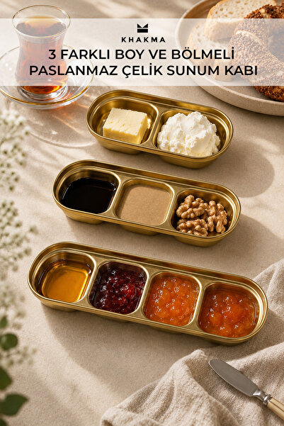 KHAKMA Stainless Steel Presentation Container with Compartments, Set of 3 – S...
