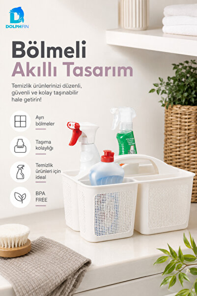 DolphFin Jute Bölmeli Deterjanlık Organizer Mutfak Banyo Lavabo Altı Temizlik...