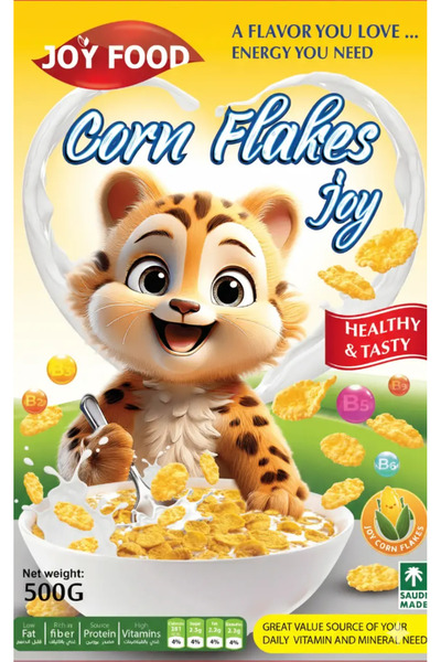 joyfood Plain Corn Flakes Cereal 500g Multipack - Box of 10 Family Size Break...
