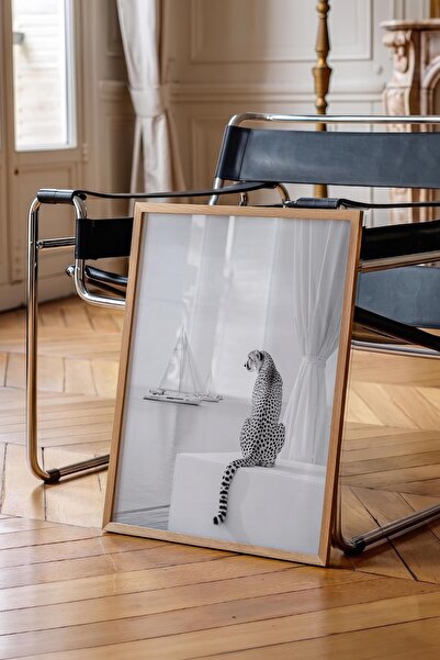 Postifull Cheetah and Sailboat Poster, Wooden Framed Poster, Old Money Series...
