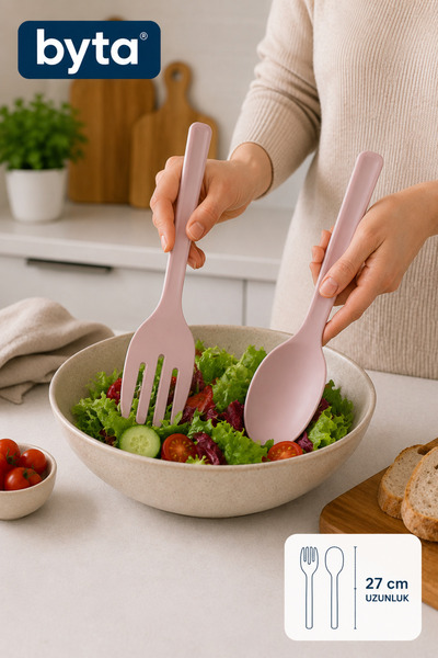 BYTA Salad Serving Spoon and Fork Set of 2 – Bpa-Free Ergonomic Kitchen Serving Set