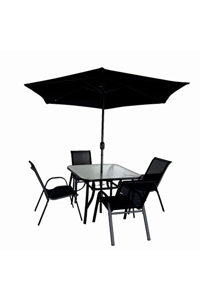 KlugMeister Set mobilier terasa/gradina KJFT011, pentru patru persoane cu umb...