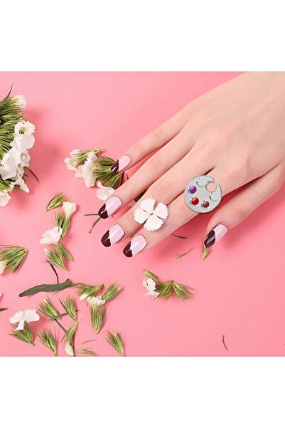 Arabest Wearable Metal Manicure Tool, 4-Pack Finger Ring Nail Palette, Mini G...