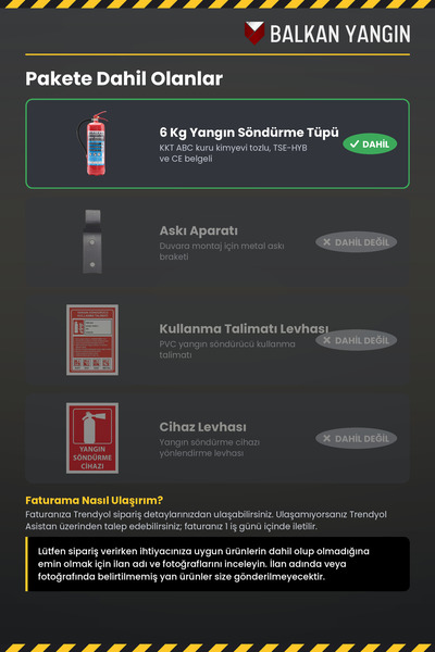 Balkan Ticaret 6Kg Yangın Tüpü Tozlu KKT ABC TSE HYB CE Belgeli