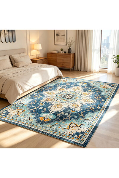 Sinyin Neutral Scroll Pattern Anti-Slip Washable Plush Area Rug, Minimalist B...