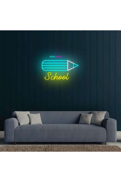 Slasa School LED Neon Sign with 6mm Acrylic Base Multicolor 40x50 cm