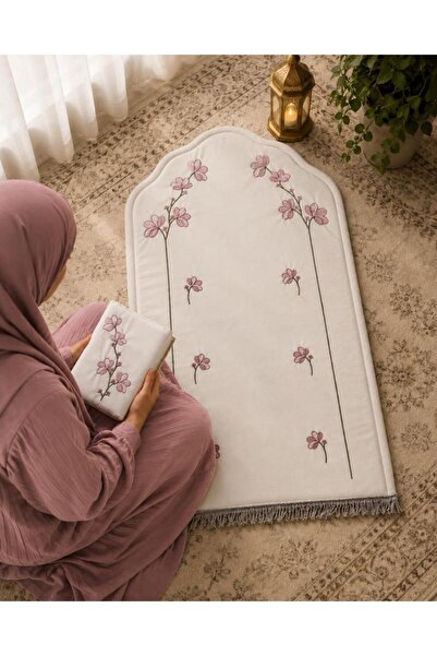 laverahome طقم سجادة صلاة فاخرة مع شرشف صلاة مطرز – تصميم أنيق يمنح عبادتك طم...