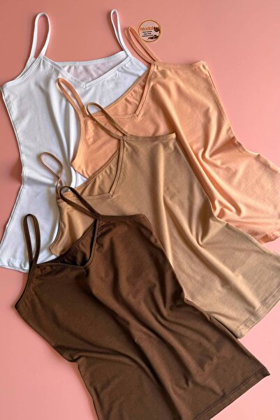 VicTroy Bella Touch |   4-Pack V-Neck Modal Fabric Blouse-Undershirt in Powde...
