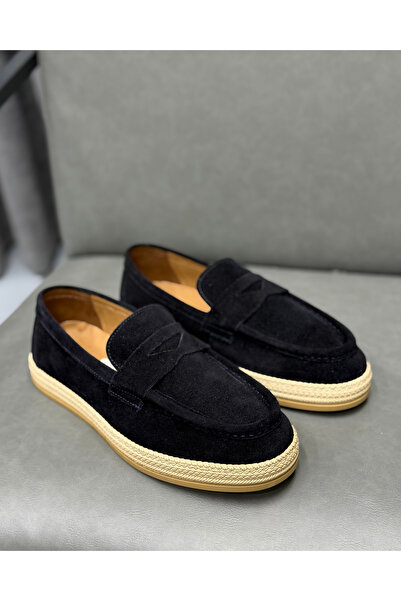 Avni Ceylan Erkek Hakiki Süet Penny Loafer Günlük Casual Ayakkabı – Siyah / L...