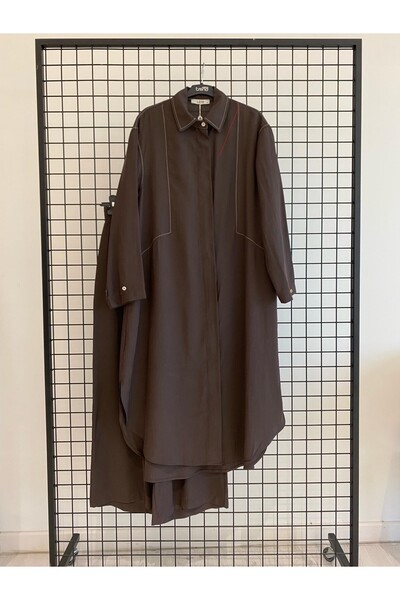 Armine Trend Modal Kumaş Gizli Düğmeli Uzun Tunik ve Pantolon GENİŞ KALIP Yaz...