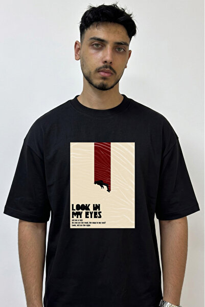 Anetos Astroworld Album Design Printed Oversize Black T-Shirt