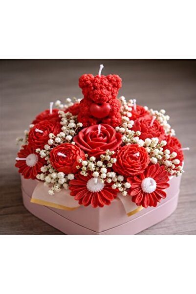 Yaratıcı sanatlar atölyesi Flower Bouquet Candle Set in a Gift Box Decorated ...