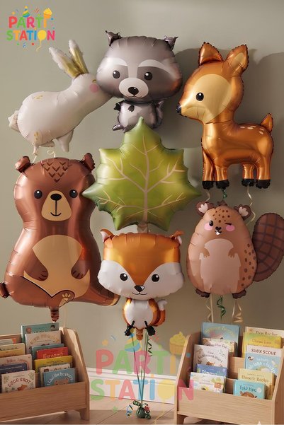 Parti Station Forest Animals Balloon Set Woodland Squirrel Raccoon Hedgehog F...