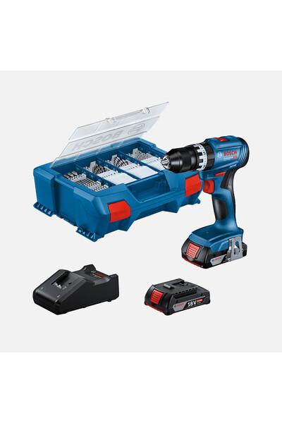 Bosch GSB 18V-45 2 xGBA 18V 2.0Ah Akülü Vidalama (63 Parça Aksesuar Setli)