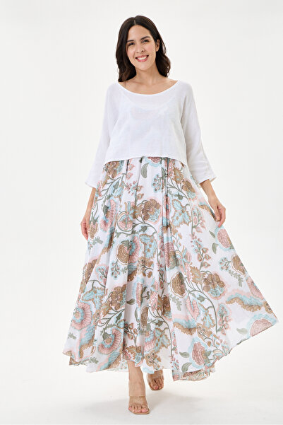 della moor White Italian Floral Patterned Varev Cut Knitwear and Lined Strap ...