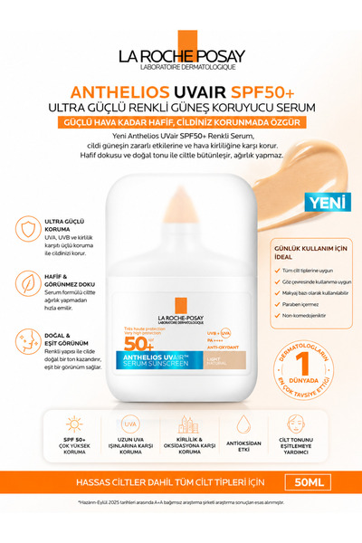 La Roche Posay Anthelios Uvair Spf50+ 50 ml - Tinted Sunscreen Serum That Eve...
