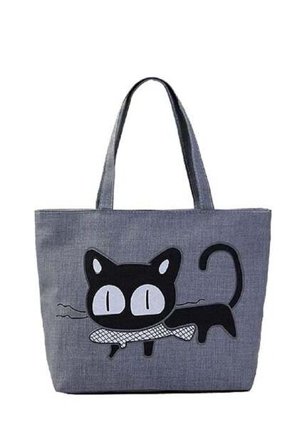 SYOSI Tote Bag Canvas Cute Cat Handbag Large Shopping Bag Reusable Grocery Be...