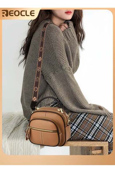 REOCLE Ladies Retro Crossbody Bags for Women Large Capacity Three-Layer Shoul...